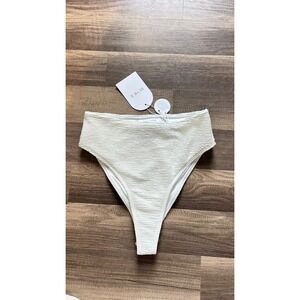 $168 NWT RUMER The Label Cassidy High Waist Bikini Bottom Medium White Textured